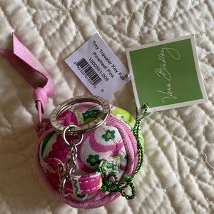 New Vera Bradley Change Purse with Key Fob Pinwheel Pink